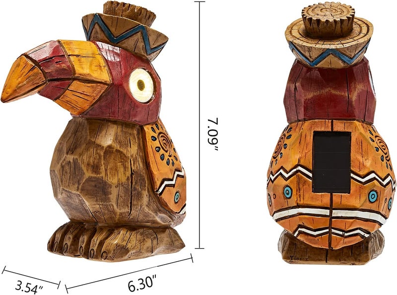 Yiosax Solar Tiki Statue-WoodWoodpecker Bird-Garden Hawaiian - Solar Outdoor Light Garden Sculptures & Statues Totem Pole Bar Outdoor Patio Pool Yard Summer Decorations - Image 2